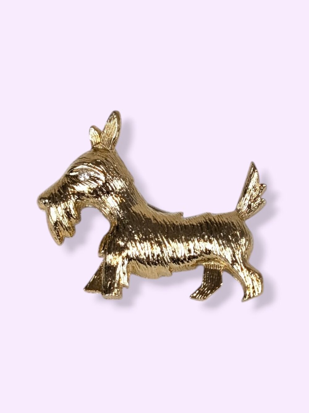 Vintage Gold Tone Scottie Dog Brooch